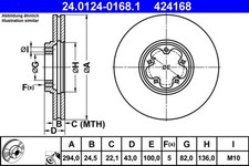 2x Bremsscheibe ATE 24.0124-0168.1 für FORD TRANSIT TOURNEO M10 Bus F_E_ F_F_
