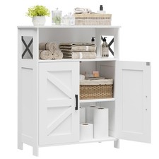 Farmhouse Bathroom Storage Cabinet with 2 Doors, Cabinet with Adjustable Shel...