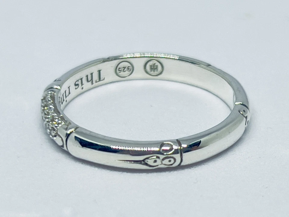 Anillo John Hardy Plata 925 Colección Bambú Pavé Diamante Apilable Banda Talla 7.75 Foto 3 de 4