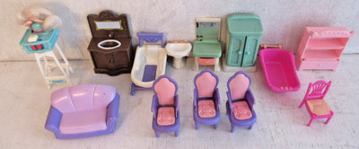 Small Dollhouse Furniture Plastic Polly Pocket Sized Toys Lot Bundle