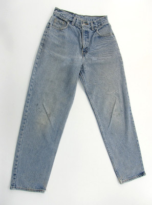 Levi's 250 Denim 80s 90s Orange Tab Black Patch Acid Wash Jeans 28'' Straight Leg
