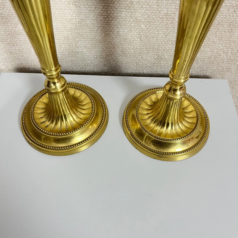 Hosley Solid Lacquered Brass Roman Candle Holder 10.5"H - Image 3 of 4