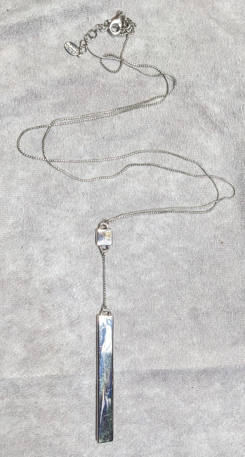 Deroi Modern Rectangular Pillar Silver Tone Neckl… - image 5