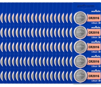 CR2016 Battery DL2016 ECR2016 3V Lithium Coin Cell (100 Batteries)