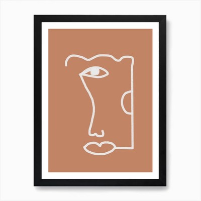 Face Of A Man, Line Art Kunstdruck F gerahmt Wandbild Poster Leinwanddruck Bild