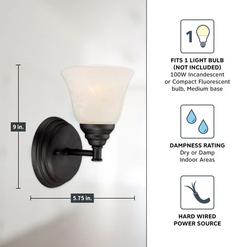 Designers Fountain 85101-ORB Kendall Wall Sconce, Oil Rubbed Bronze - Picture 5 of 7