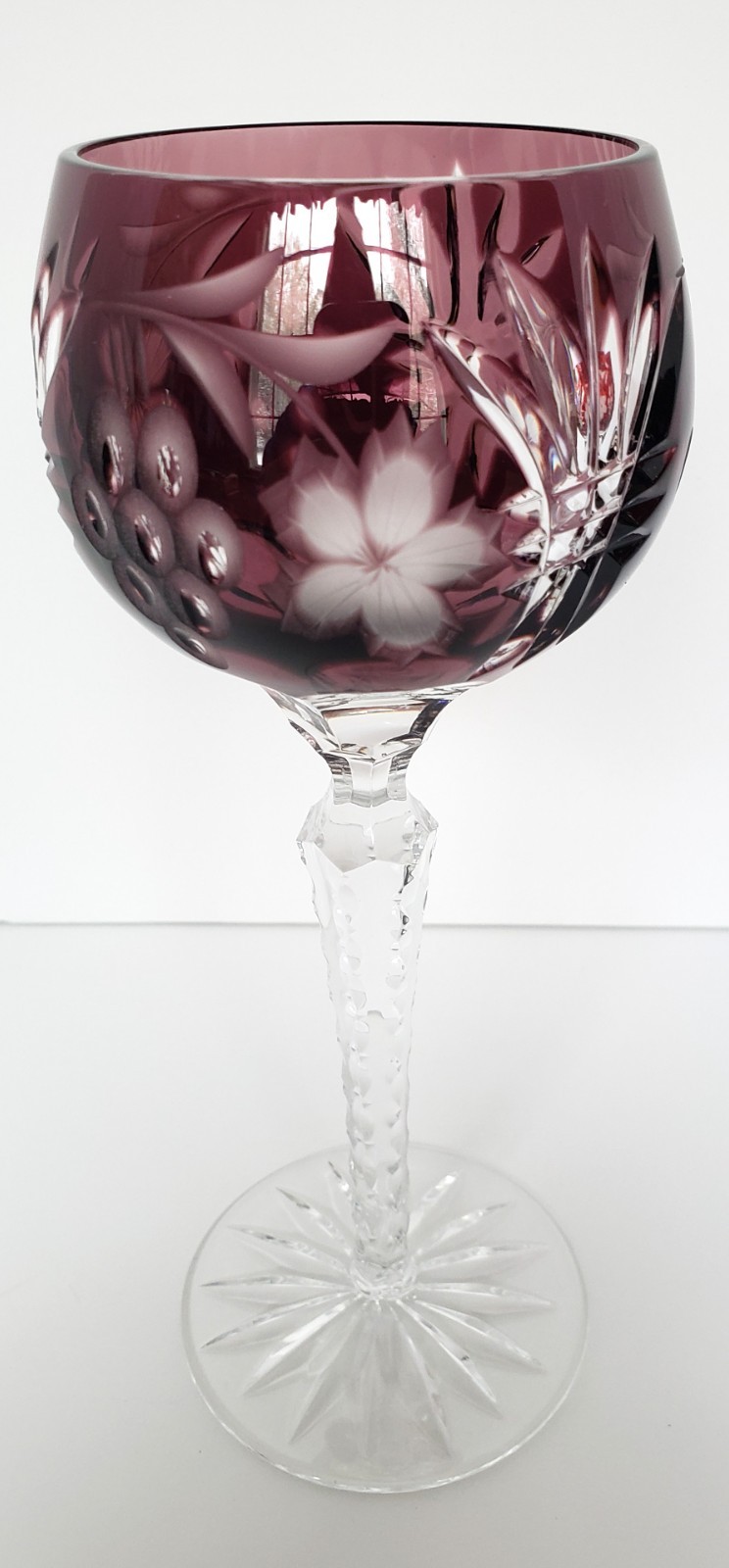 Set of 4 Crystal Clear Industries COLORED Cut to clear HOCK WINE GLASSES # CC17