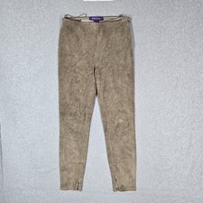 Ralph Lauren Purple Label Women Pants 6 Brown Lambs Suede Leather
