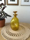Vintage Yellow Blenko 49 Pinched Crackle Glass Decanter With Stopper
