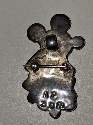 Zuni Vintage Sterling Silver Inlay Mickey Mouse Pin & Pendant by