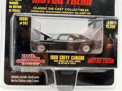 Racing Champions Mint Black 1969 Chevy Camaro Motor Trend #141 New 1:57