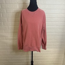 ARIAT Rebar Workman Washed Fleece Sweatshirt Woman Sz L Crewneck Zip Pocket Pink