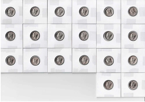 20 Mercury dimes XF-AU set, 90% silver no duplicates! ($2.00 face value)