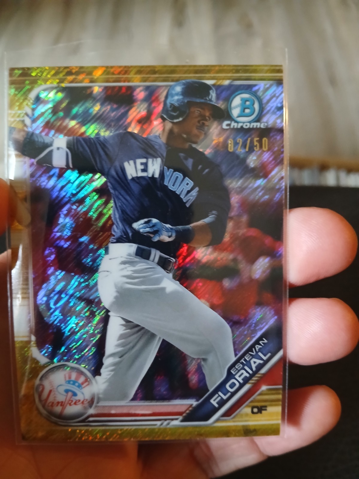 Estevan Florial 2019 Bowman Prospect Gold Shimmer Chrome Refractor #BCP-74 /50