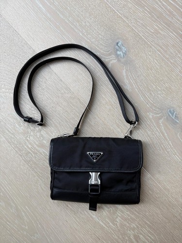 Prada Re-Nylon Saffiano Leather Smartphone Case Crossbody Bag Black 2ZH108