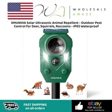 XMUNIHA Solar Ultrasonic Animal Repellent - Outdoor Pest Control for Deer
