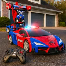 2-in-1 Transforming RC Car Robot - 2.4GHz 360° Spin Toy for Boys Age 4-12