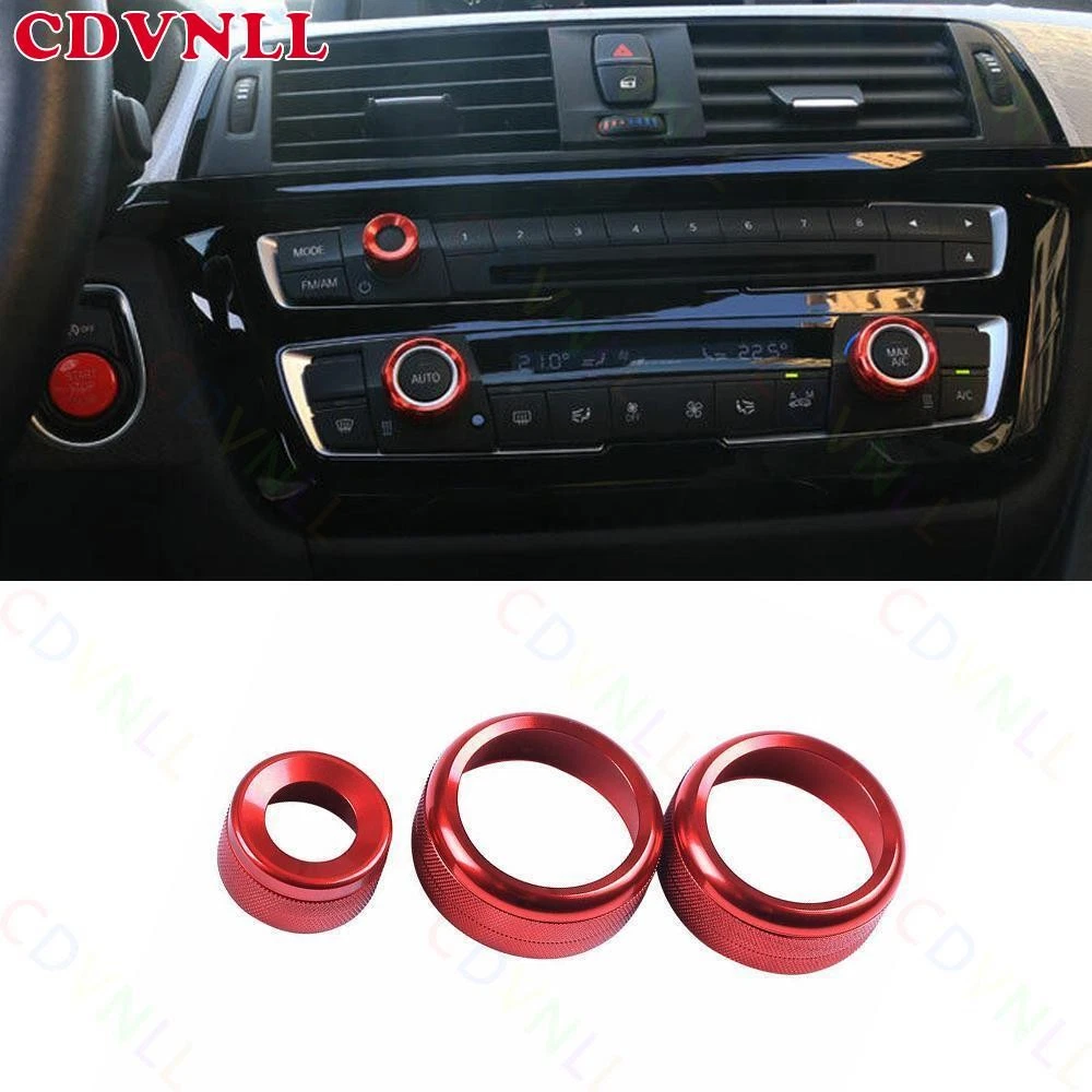 For BMW 3 4 Series GT 2013-2019 Red Aluminum Console Volume Button Switch Cover