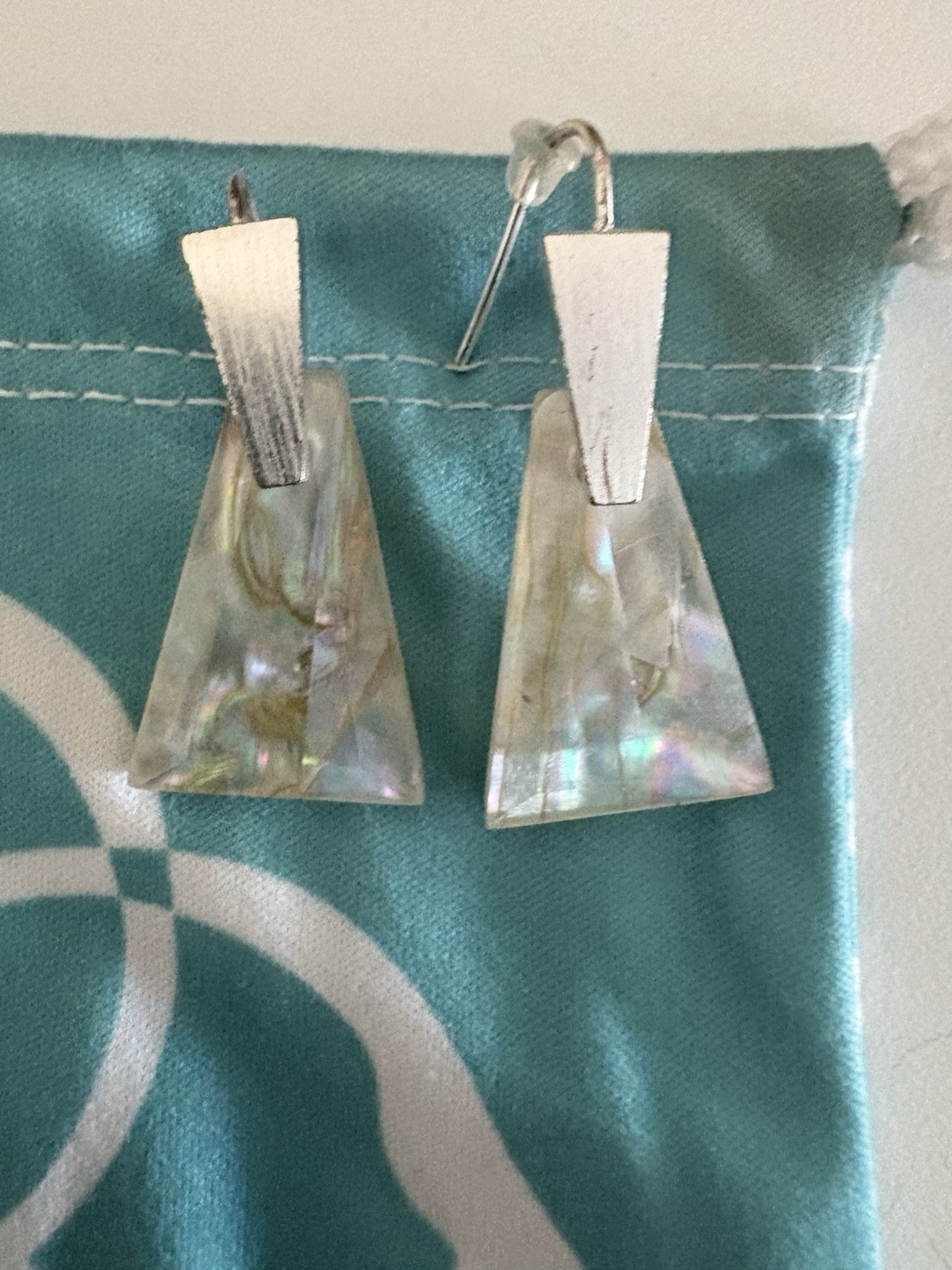 Kendra Scott Silver Abalone Shell Dangle Earrings - image 1