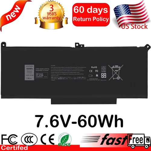 Lot F3YGT 2X39G DM3WC For Dell Latitude E7280 E7480 13 7000 7380 7390 60WH - Picture 1 of 15