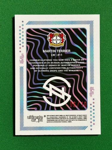 Martin Terrier Autograph /10 Bayer 04 Leverkusen Supernova UltimateDropz - Picture 2 of 2