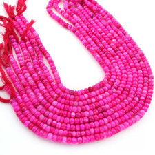 2 Strand Amazing Hot Pink Opal Roundelles, Smooth Beads, 12 Inches, 6mm Opal