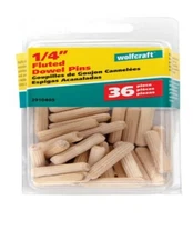 Wolfcraft 2910405, 1/4" Fluted Dowel Pins, Pack of 36 pcs., FREE SHIPPING