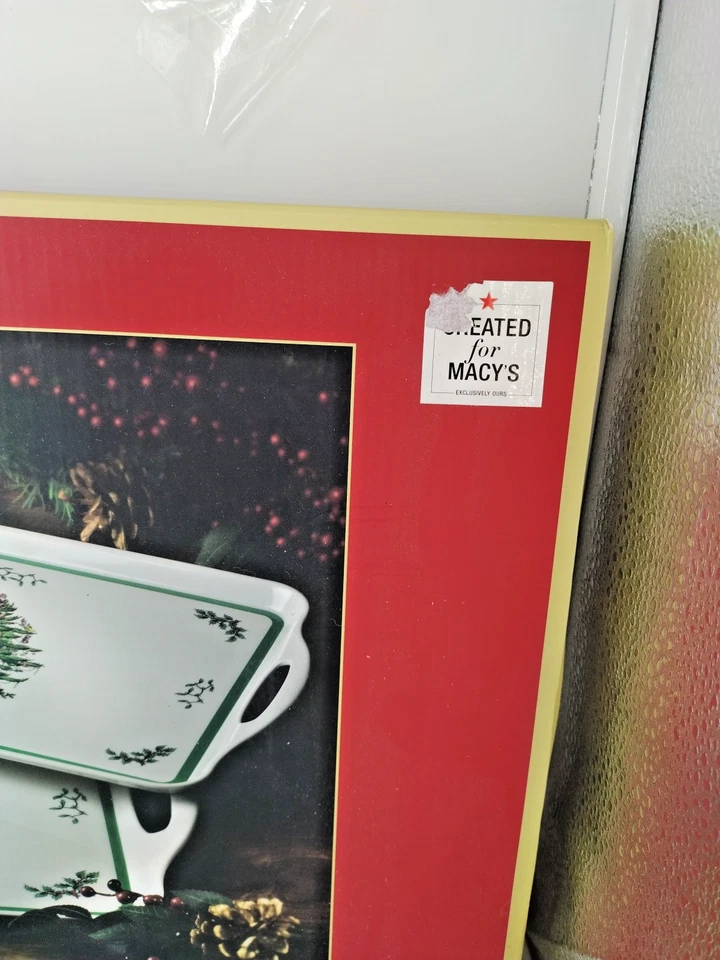 CHRISTMAS SERVING TRAYS W TREES-SPODE MELAMINE PIMPERNEL SET OF 2- RECTANGLE NIB - Image 3 of 4