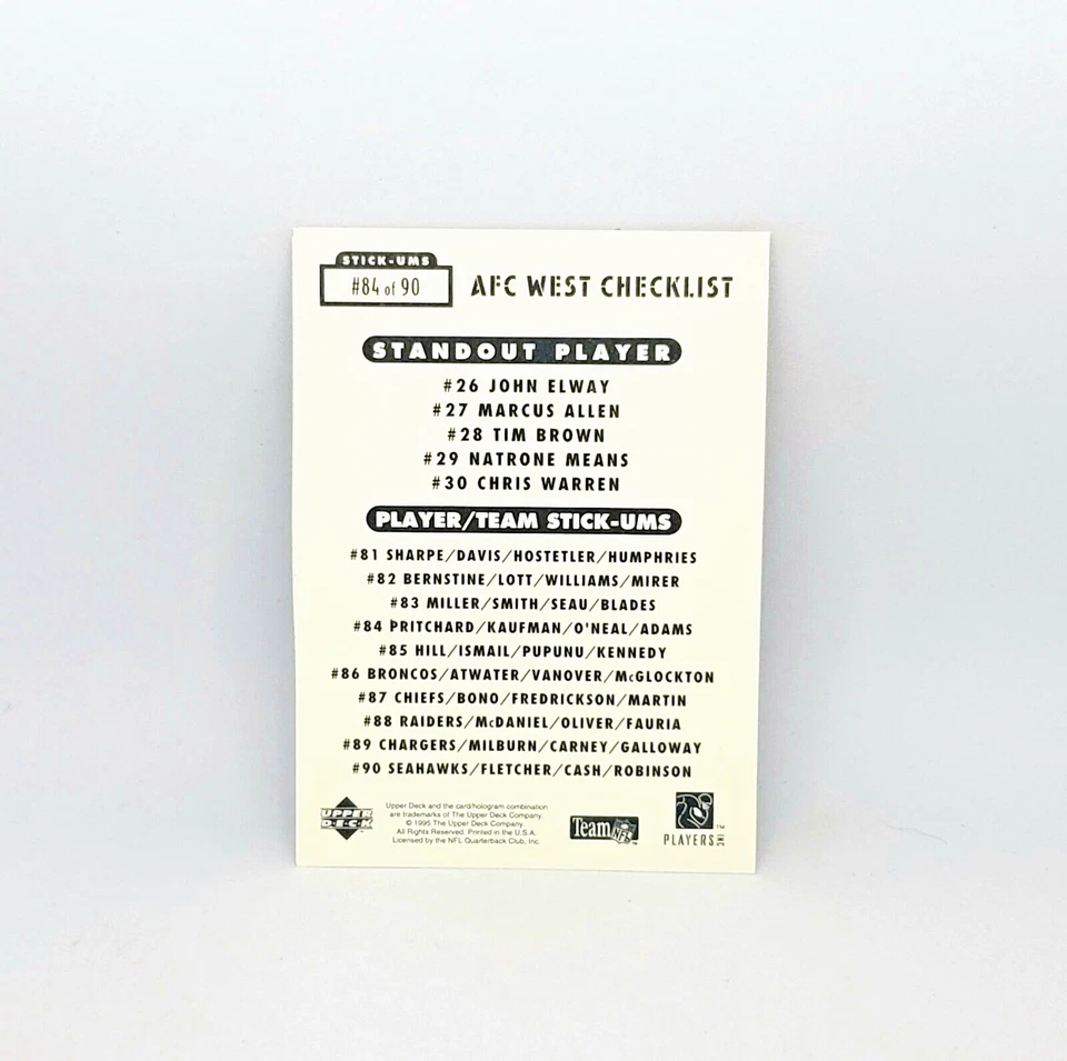 1995 Upper Deck Collector's Choice Stick-Ums #84 NFL - Image 3 of 3