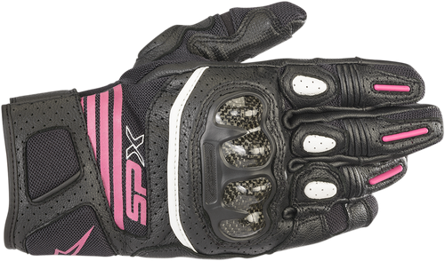 Alpinestars Stella Shore Motorradhandschuhe Für Frauen – Schwarz/fuchsia, Leder/Stretch, CE-geprüft, Mit Handflächenverstärkung