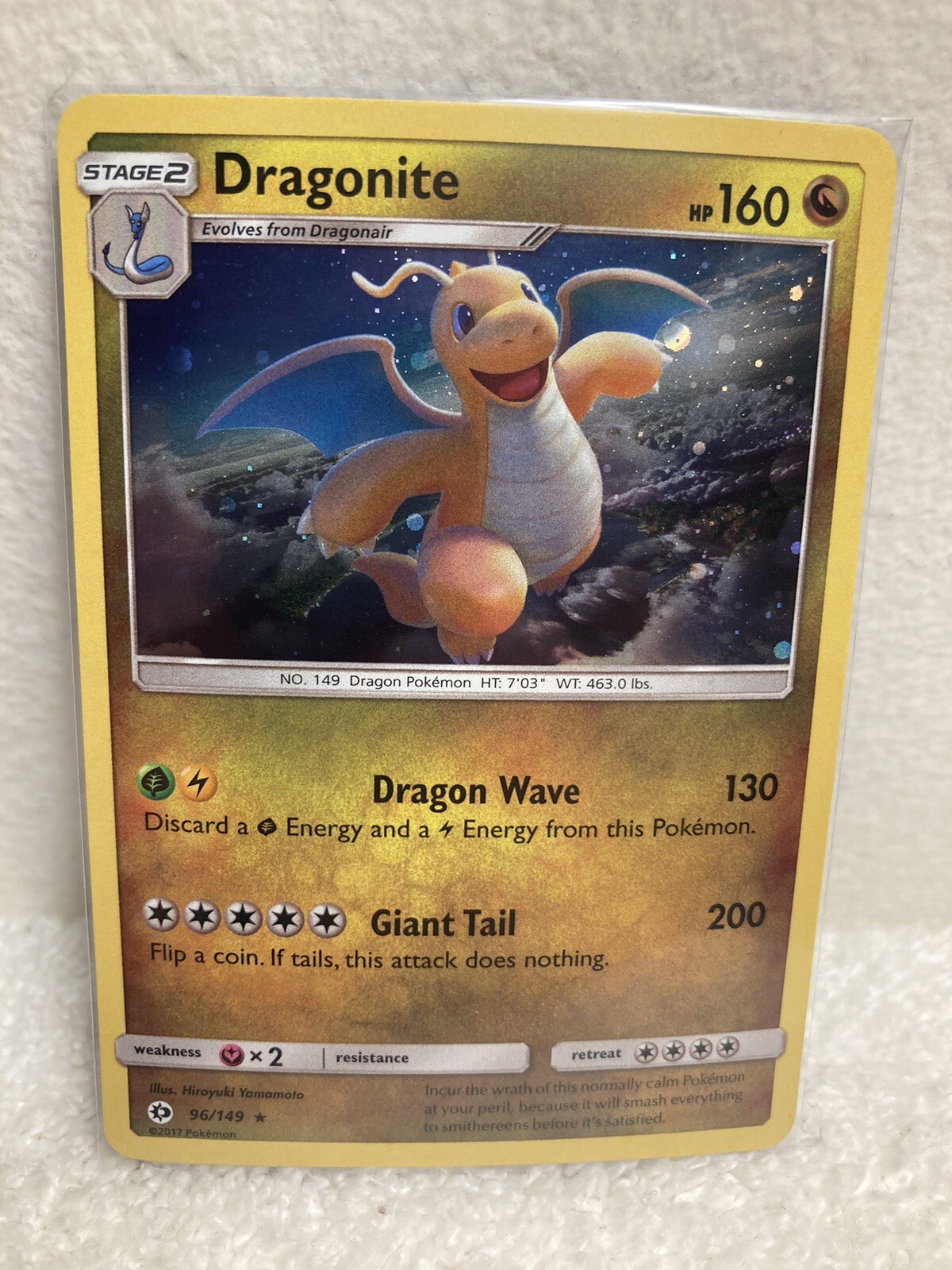 Dragonite 96/149 Pokémon Holo Sun and Moon Base TCG Trading Card NM