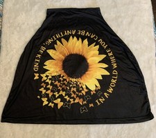 Car Seat Covers for Baby Girls, Sunflower Butterfly , Black, Stretchy Canopy.