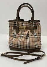 Burberry Golderton Haymarket Plaid Coated Canvas Tote Bag Purse Crossbody Medium
