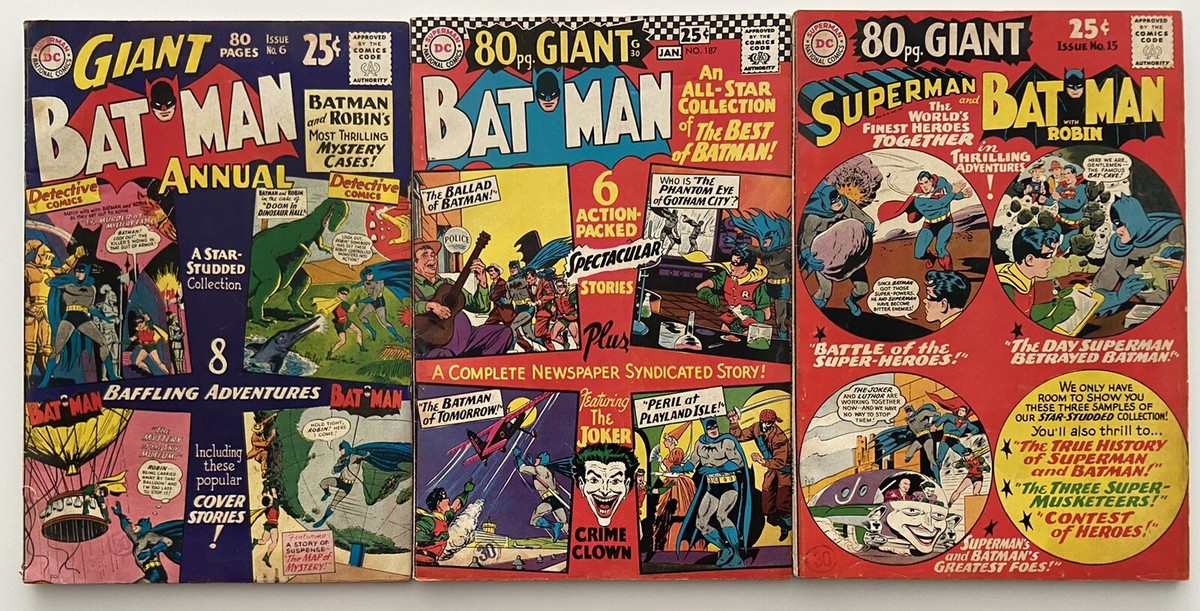 Batman 1960s Annuals Three Giant Size Silver Age Comic Books