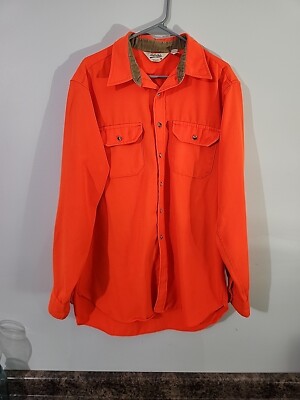 Vtg Cabela's Blaze Orange Hunting Jacket Long Sleeve Button Up XL Tall 