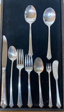 DAMASK ROSE STERLING 24  SETTINGS 9 PIECES PER SETTING  TOTAL 204 GREAT SHAPE