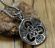 Celtic Triskele Pendant Necklace Triskelion Chain Silver 