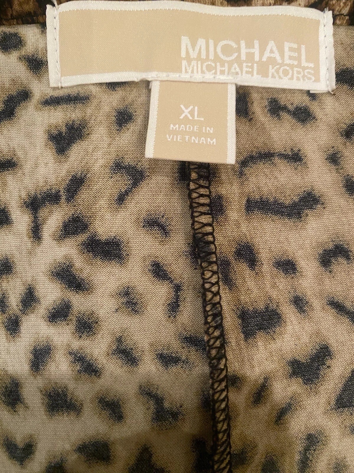 Abito con logo Michael Kors finto avvolgente piatto leopardato o pelle di serpente XL