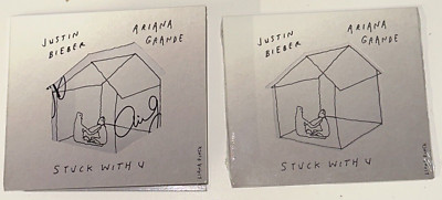 Ariana Grande Justin Bieber Signed CD Stuck With U Auto Pen 3D