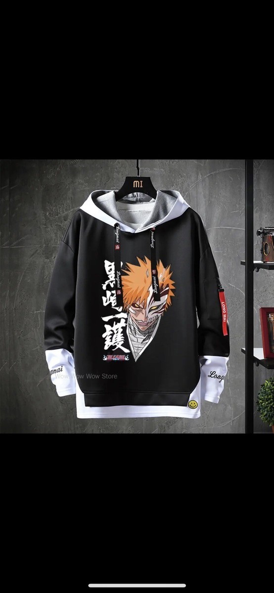 Anime Bleach Hoodies Streetwear Kurosaki Ichigo Ribbons