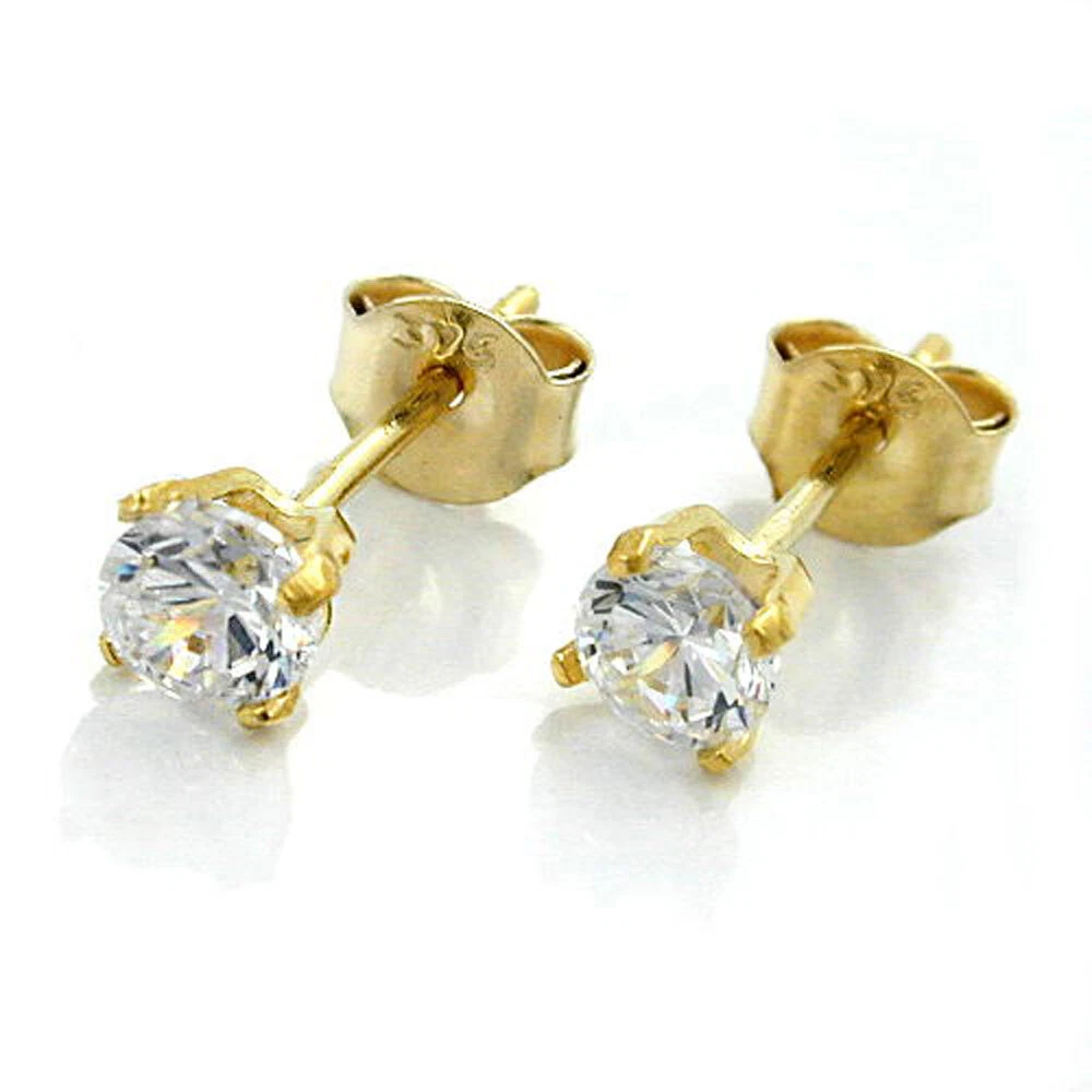 Orecchini A Perno Donna Oro Bicolore 9 Carati 375 Con Zirconia Cubica – Citerna
