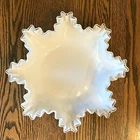 Vintage Fenton Silver Crest White Milk Glass Large Ruffled Bowl Dish 11"