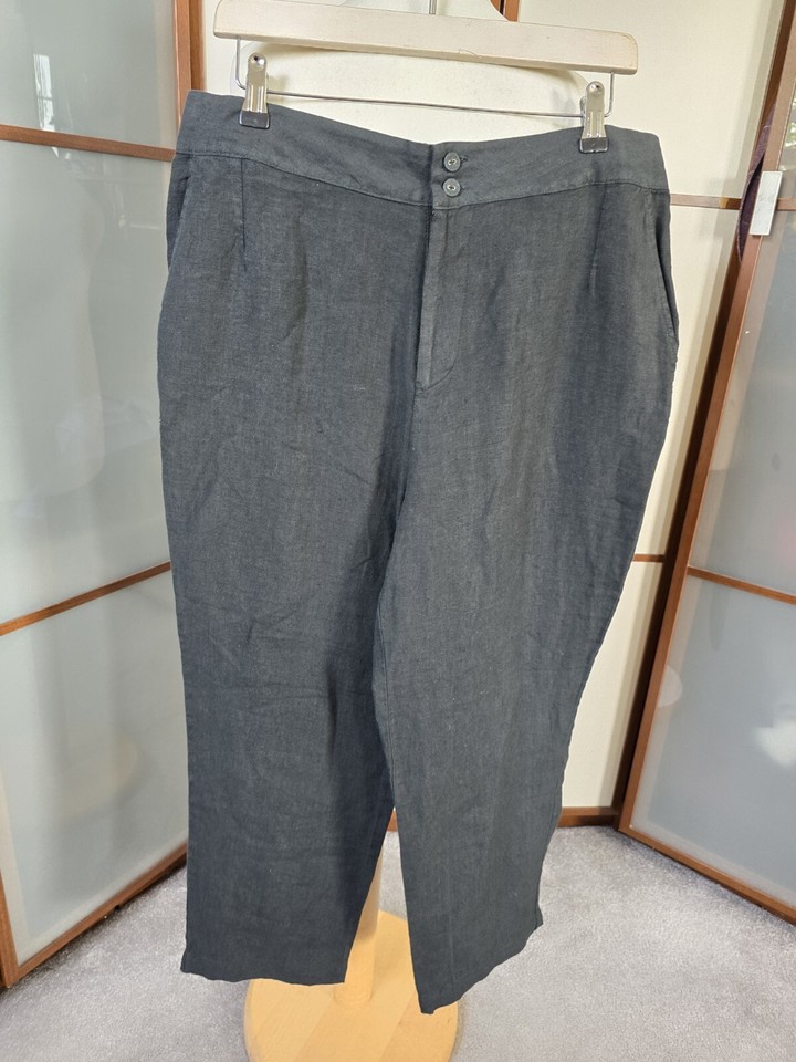 Wall London 100 Linen Black Trousers Women Size 1618 Waist 38" eBay