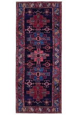 4x10' Navy Blue Semi-Antique Traditional Hamaadan Runner 71732