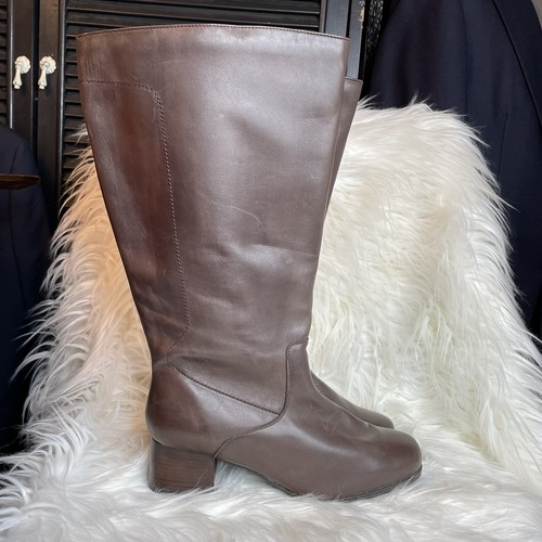 Blondo Dublin Brown Leather Waterproof Wide Calf Block Heel Tall Boots
