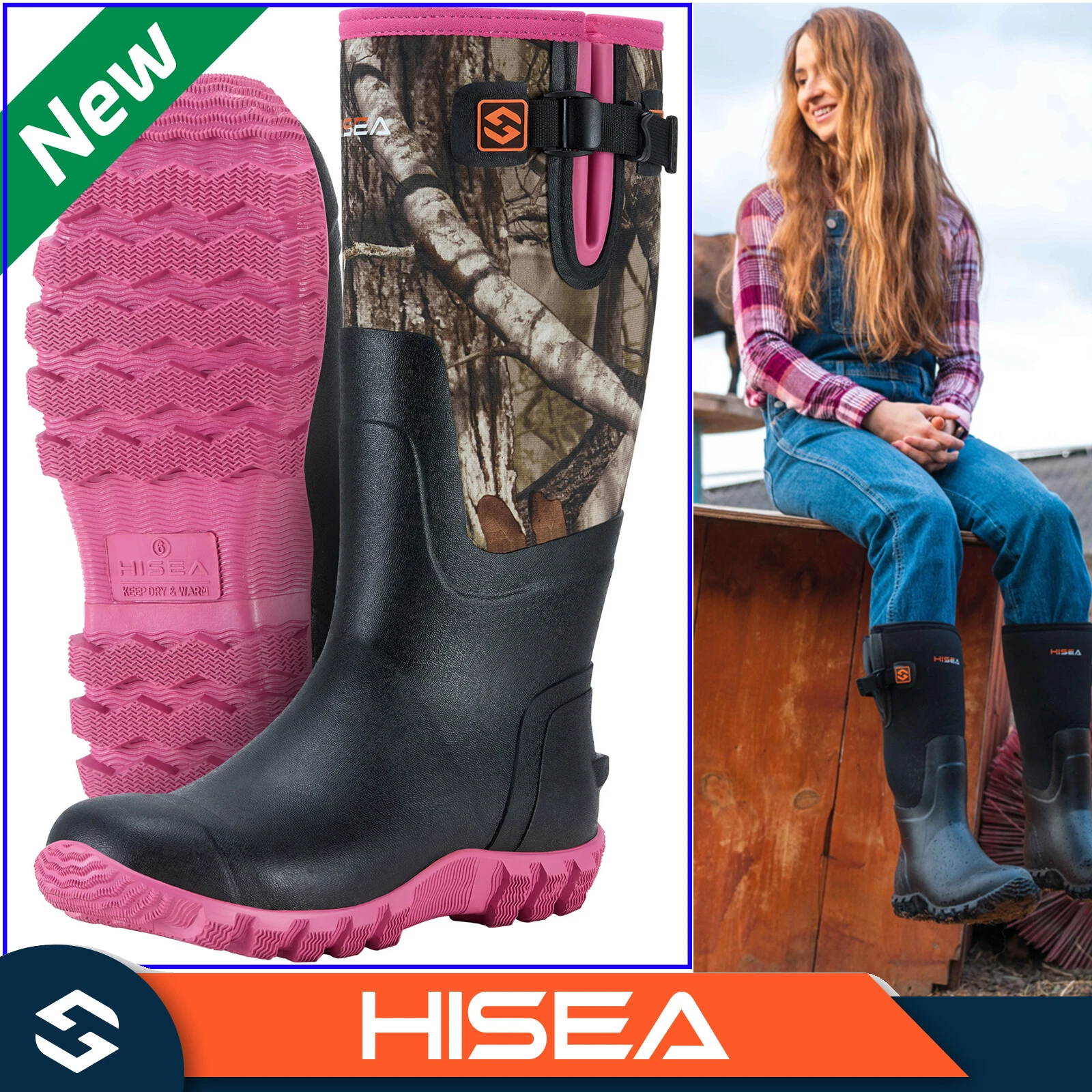 HISEA Women Rain Snow Boots Waterproof Insulated Hunting Garden Chore Work Boots
Opens in a new wind