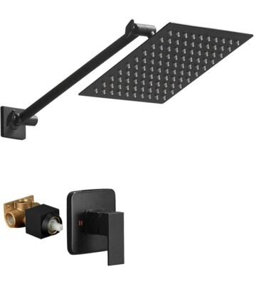 #ad #ad BESy 8” Rain Shower System Matte Black High Pressure Wall Mounted Kit New $60.60