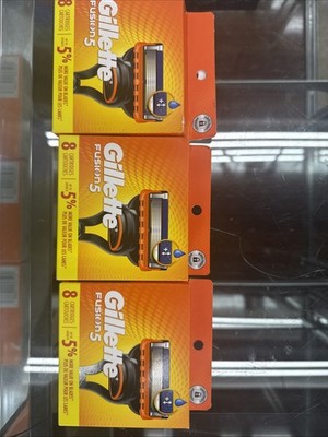 (24) Gillette Fusion 5 Refill Cartridges Brand New. 3 Packs Of 8 Cartridges