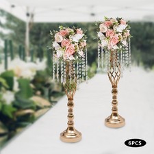 6PCS Gold Crystal Flower Stands Wedding Flower Arrangement Holders 21.7in Height