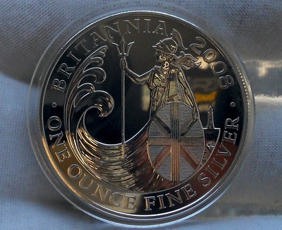 2008 Britannia Silver 1 Oz. Fine Silver £2 Brilliant Uncirculated Coin